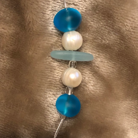 Handmade Aqua/White Necklace Set - Picture 6 of 8